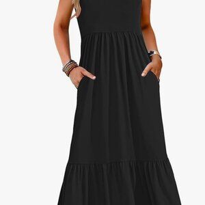 NWT Auselily Women's black summer sleeveless maxi dress. Size M